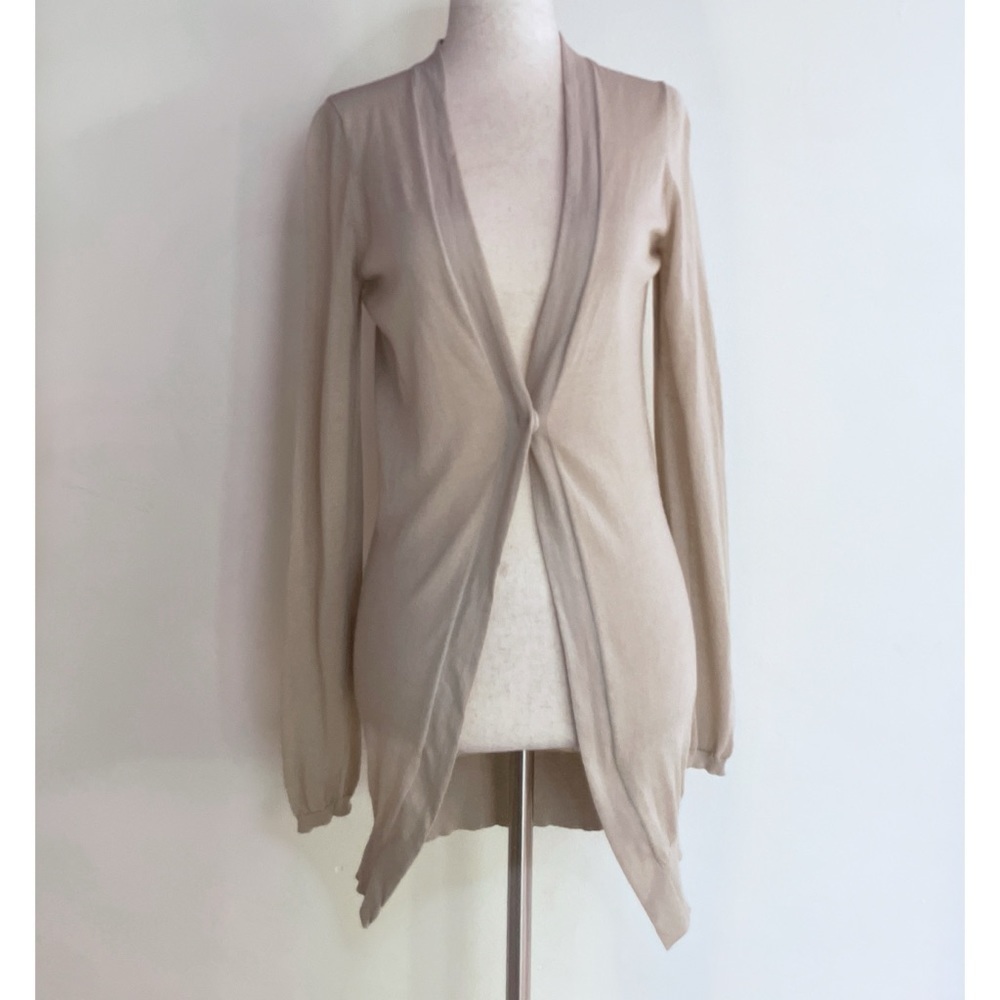 EUC BRUNELLO CUCINELLI Off White Light Gray Cotton Single Snap Button Cardigan S